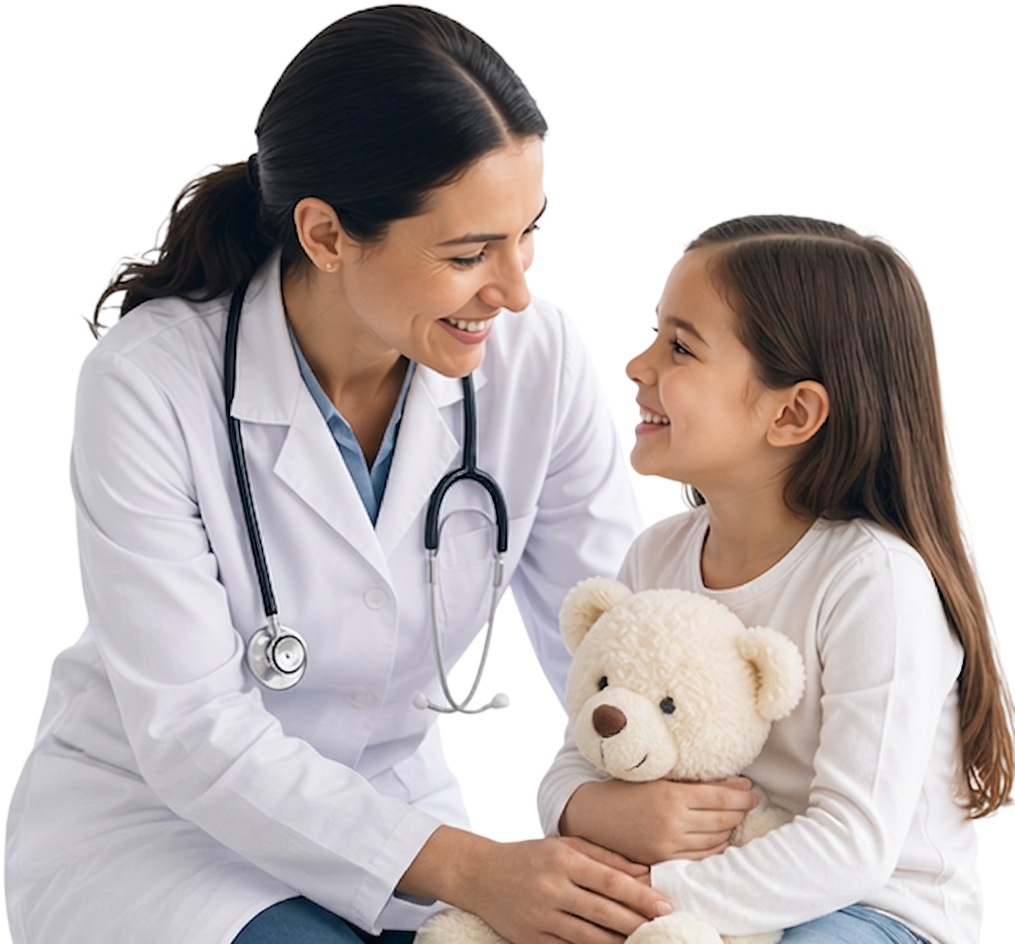AI generated image of a female doctor with a child patient
