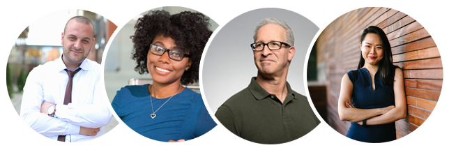 Client profile photos arranged to overlap each other