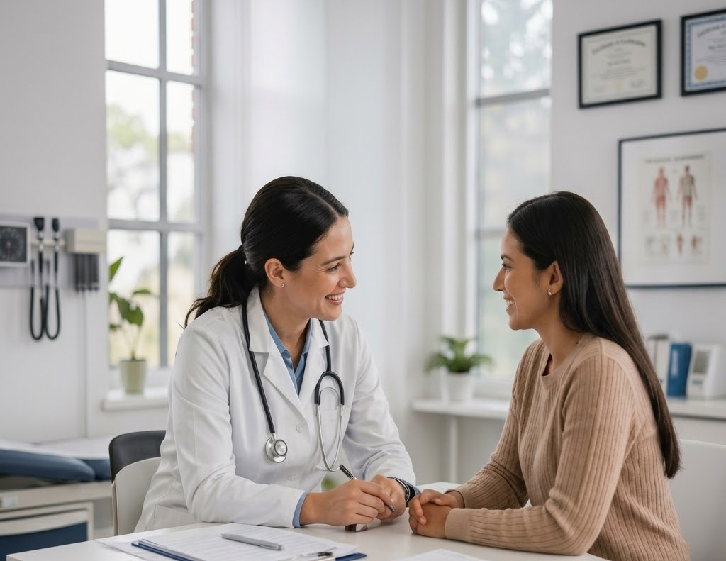 Doctor consulting with a patient about their primary care services