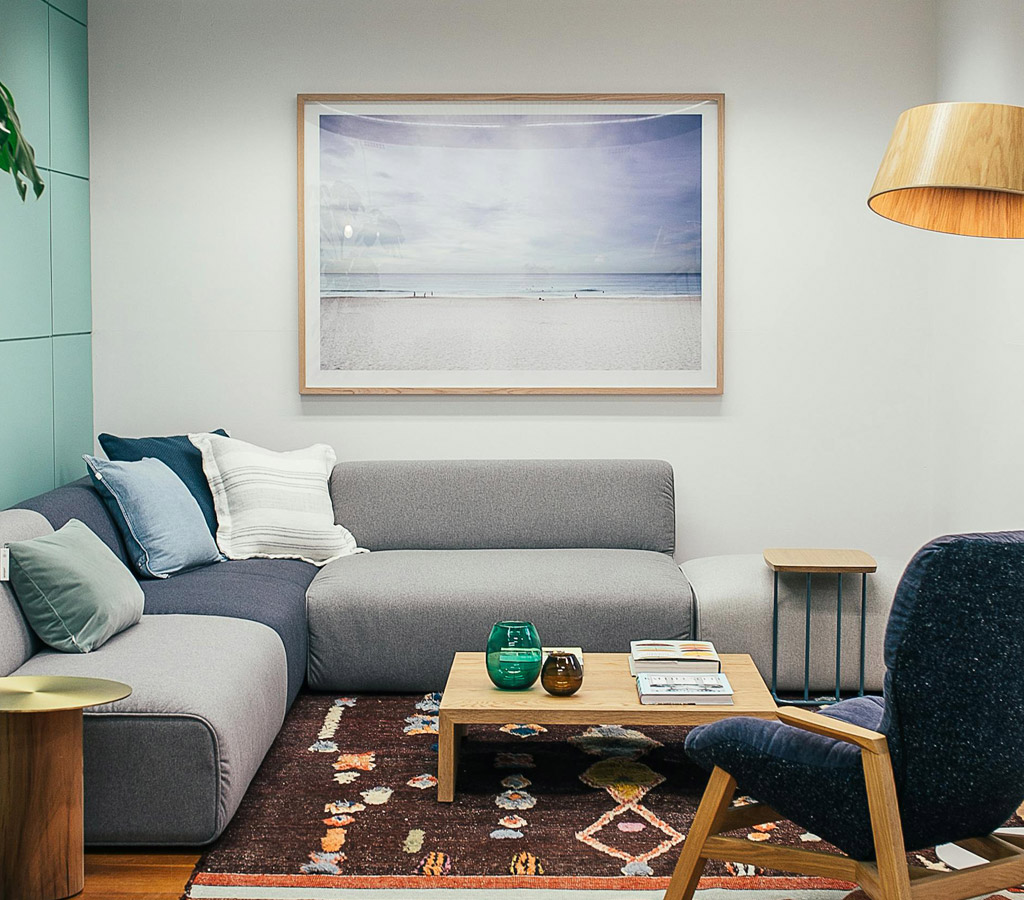 Therapy office showing sofa and armchair