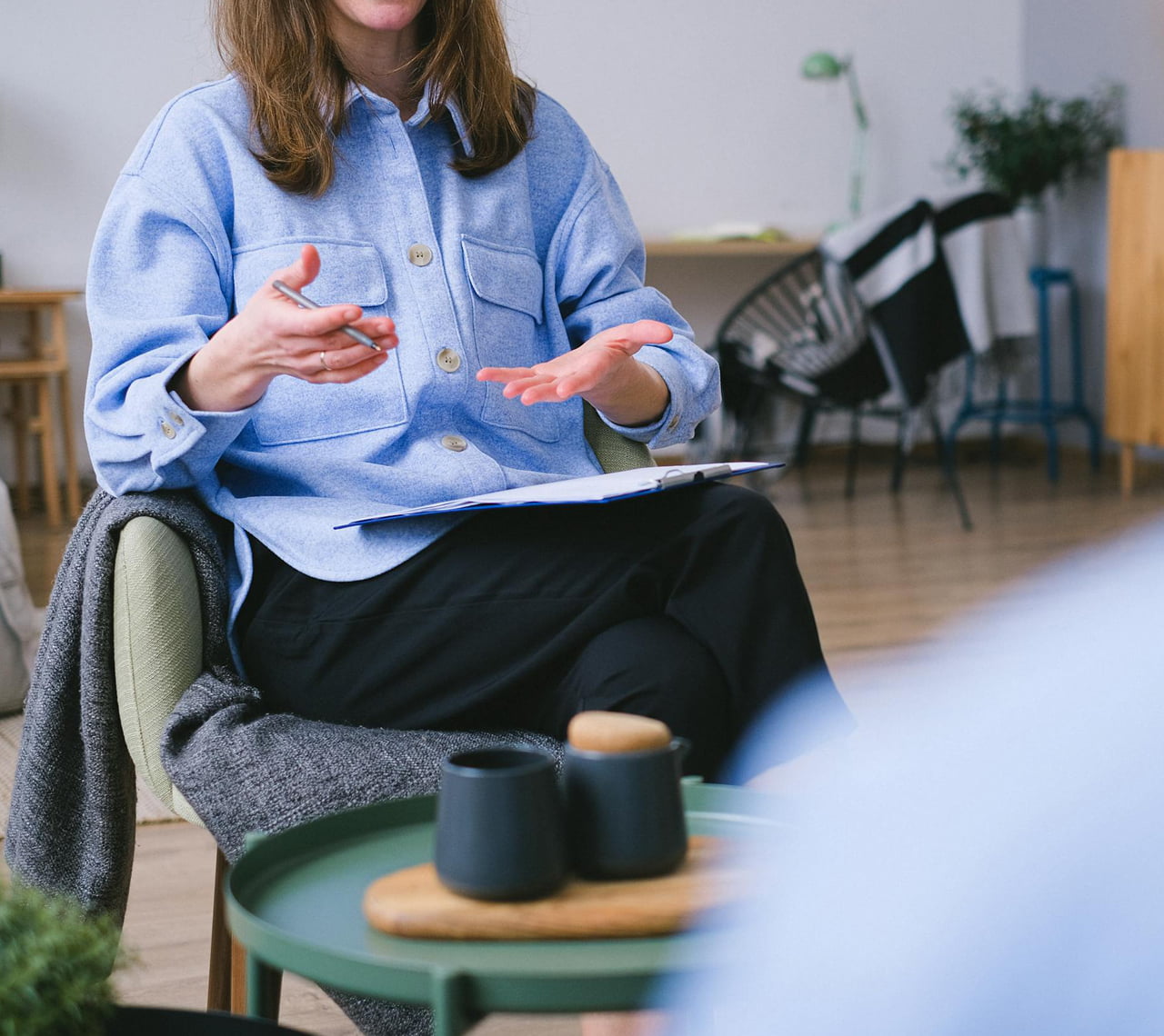 Therapy session with client